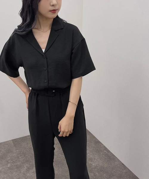 apres jour mignon(アプレジュールミニョン)の「開襟オールインワン【ZOZOTOWN限定アイテム】(つなぎ/オールインワン・レディース・ブラック/カーキ/チャコールグレー・X-LARGE/MEDIUM/SMALL)」の5枚目の写真