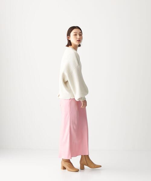 CITEN（シテン）の「＜CITEN（シテン）＞サテンナロー マキシスカート（スカート・レディース・ダークブラウン/ライトピンク/ベージュ・S/M）」の3枚目の写真