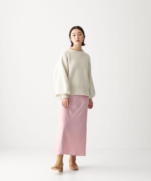 CITEN（シテン）の「＜CITEN（シテン）＞サテンナロー マキシスカート（スカート・レディース・ダークブラウン/ライトピンク/ベージュ・S/M）」の5枚目の写真