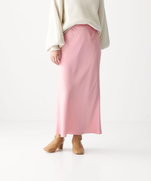 CITEN（シテン）の「＜CITEN（シテン）＞サテンナロー マキシスカート（スカート・レディース・ダークブラウン/ライトピンク/ベージュ・S/M）」の7枚目の写真