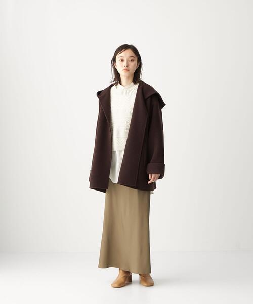 CITEN（シテン）の「＜CITEN（シテン）＞サテンナロー マキシスカート（スカート・レディース・ダークブラウン/ライトピンク/ベージュ・S/M）」の10枚目の写真