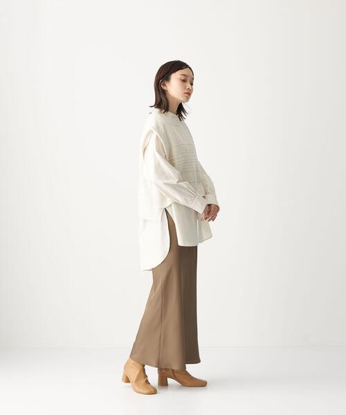 CITEN（シテン）の「＜CITEN（シテン）＞サテンナロー マキシスカート（スカート・レディース・ダークブラウン/ライトピンク/ベージュ・S/M）」の12枚目の写真