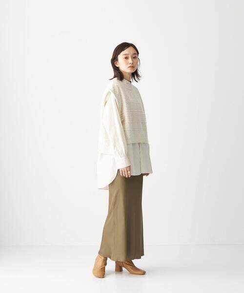 CITEN（シテン）の「＜CITEN（シテン）＞サテンナロー マキシスカート（スカート・レディース・ダークブラウン/ライトピンク/ベージュ・S/M）」の15枚目の写真