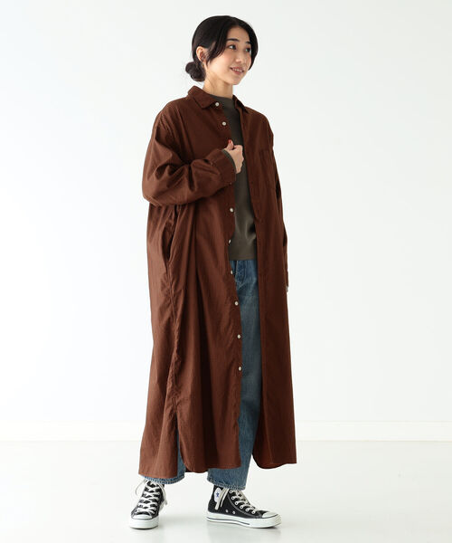 BEAMS BOY（ビームスボーイ）の「BEAMS BOY / ハウンドトゥース プリント パジャマ シャツ ワンピース（ワンピース・レディース・サックスブルー/ダークブラウン・1/0）」の15枚目の写真