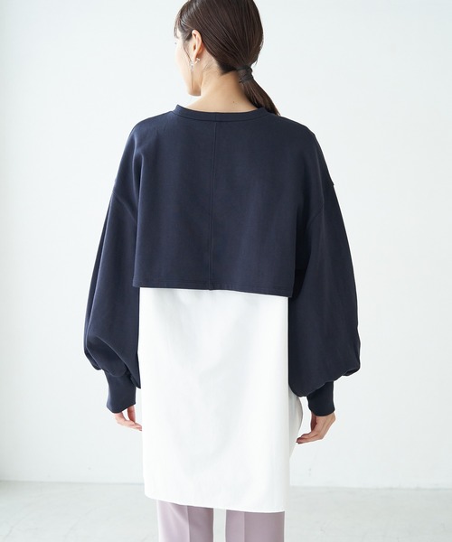 ROPE' PICNIC（ロペピクニック）の「インナーシャツショートプルオーバー（スウェット・レディース・ブラック/オフホワイト/ネイビー・38）」の6枚目の写真