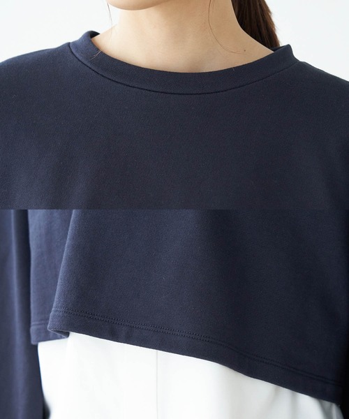 ROPE' PICNIC（ロペピクニック）の「インナーシャツショートプルオーバー（スウェット・レディース・ブラック/オフホワイト/ネイビー・38）」の7枚目の写真