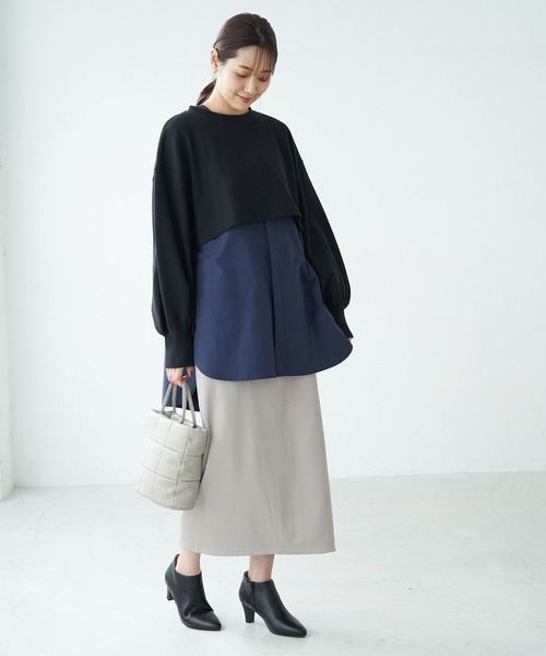 ROPE' PICNIC（ロペピクニック）の「インナーシャツショートプルオーバー（スウェット・レディース・ブラック/オフホワイト/ネイビー・38）」の17枚目の写真