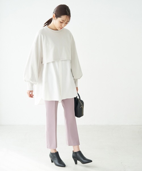 ROPE' PICNIC（ロペピクニック）の「インナーシャツショートプルオーバー（スウェット・レディース・ブラック/オフホワイト/ネイビー・38）」の20枚目の写真