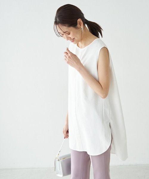 ROPE' PICNIC（ロペピクニック）の「インナーシャツショートプルオーバー（スウェット・レディース・ブラック/オフホワイト/ネイビー・38）」の18枚目の写真