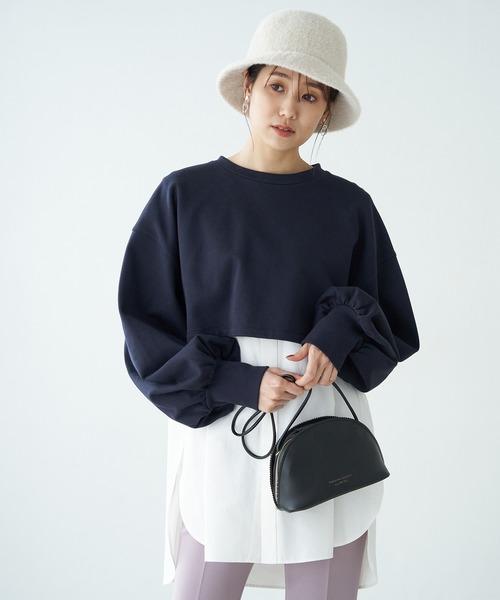 ROPE' PICNIC（ロペピクニック）の「インナーシャツショートプルオーバー（スウェット・レディース・ブラック/オフホワイト/ネイビー・38）」の21枚目の写真