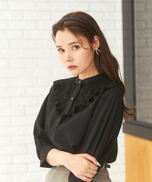 MAJESTIC LEGON（マジェスティックレゴン）の「クラシカルプチフリルブラウス（シャツ/ブラウス・レディース・オフホワイト/アイボリー/ブラック・MEDIUM/SMALL）」の16枚目の写真