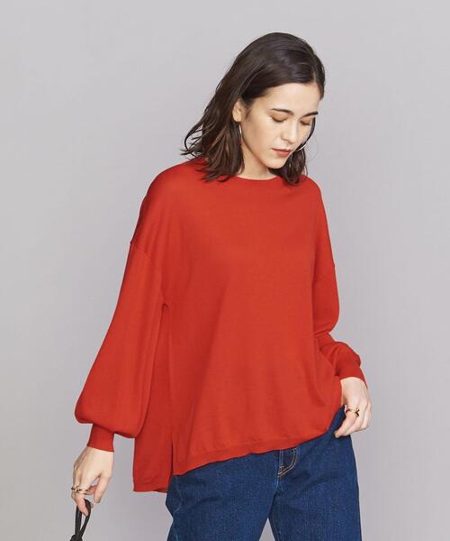 BEAUTY&YOUTH UNITED ARROWS(ビューティーアンドユースユナイテッドアローズ)の「BY ボリュームスリーブ クルーネック ニット◆(ニット/セーター・レディース・オフホワイト/ブラック/レッド/ライトブルー・FREE)」の8枚目の写真