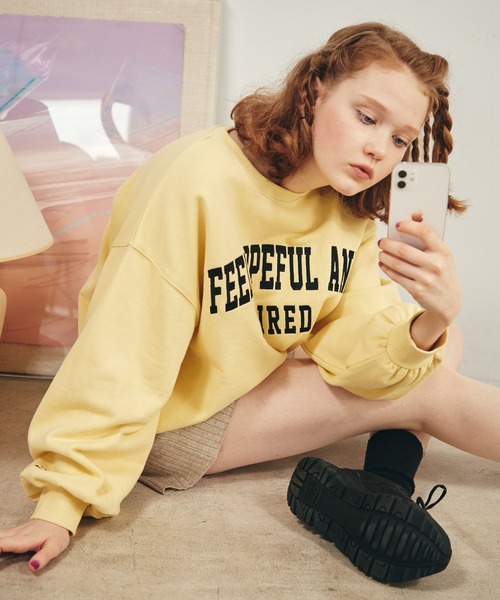 Heather（ヘザー）の「セルフィーウラケアソートロゴスウェット　236936（スウェット・レディース・ホワイト/ブラック/グリーン/イエロー・FREE）」の4枚目の写真