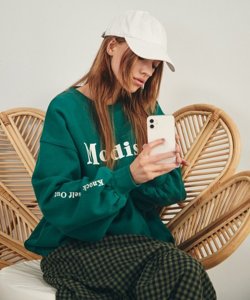 Heather（ヘザー）の「セルフィーウラケアソートロゴスウェット　236936（スウェット・レディース・ホワイト/ブラック/グリーン/イエロー・FREE）」の3枚目の写真