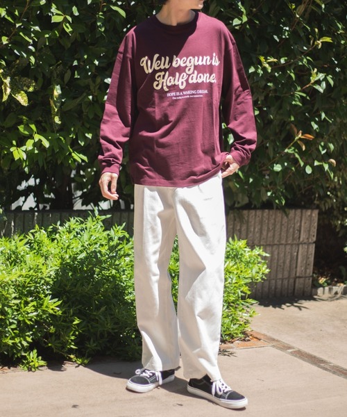 WEGO（ウィゴー）の「WEGO/ロゴプリントロンT（Tシャツ/カットソー・メンズ・オートミール/ワイン・SMALL/MEDIUM/LARGE）」の6枚目の写真