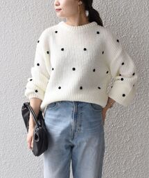 【WEB限定】〈手洗い可能〉ドットニットプルオーバー◇