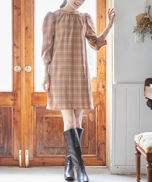 セール チェック柄パワーショルダーサックワンピース ワンピース Tocco Closet トッコ クローゼット のファッション通販 Zozotown