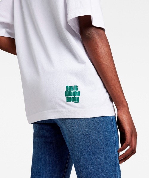 G-STAR（ジースター）の「UNISEX FLOCK BOXY T-SHIRT/オーバーサイズ/ビッグシルエット（Tシャツ/カットソー・メンズ・ホワイト/ダークブラック・X-SMALL/LARGE/SMALL/X-LARGE/MEDIUM）」の8枚目の写真