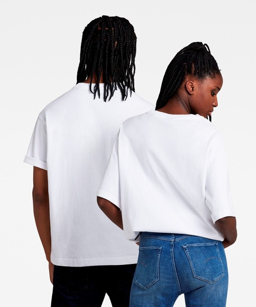 G-STAR（ジースター）の「UNISEX FLOCK BOXY T-SHIRT/オーバーサイズ/ビッグシルエット（Tシャツ/カットソー・メンズ・ホワイト/ダークブラック・X-SMALL/LARGE/SMALL/X-LARGE/MEDIUM）」の12枚目の写真