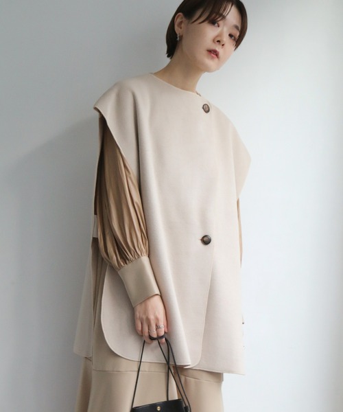 notch.（ノッチ）の「Wフェイスオーバーベスト（その他アウター・レディース・ライトベージュ/ダークブラウン/ブラック・M）」の3枚目の写真
