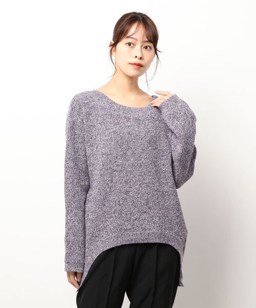 KOBE LETTUCE（コウベレタス）の「前後2way杢カラーニット[C5776]（ニット/セーター・レディース・パープル/ブラウン/ネイビー/ライトベージュ・FREE）」の4枚目の写真