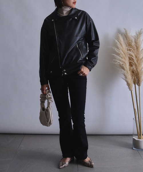 セール】【SETUP7】オーバーサイズライダースジャケット KNF