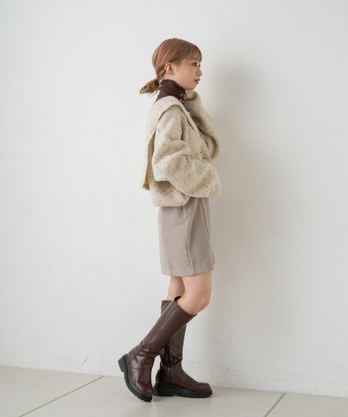 Kastane(カスタネ)の「ストレッチ台形ミニスカート(スカート・レディース・ブラック/グレー系/ダークブラウン・FREE)」の4枚目の写真