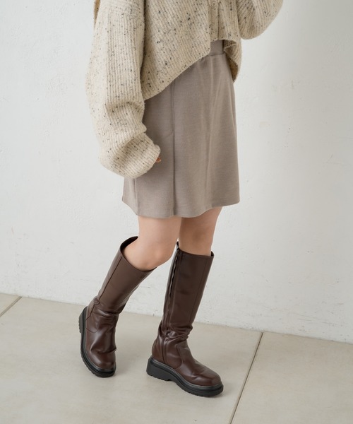 Kastane(カスタネ)の「ストレッチ台形ミニスカート(スカート・レディース・ブラック/グレー系/ダークブラウン・FREE)」の7枚目の写真