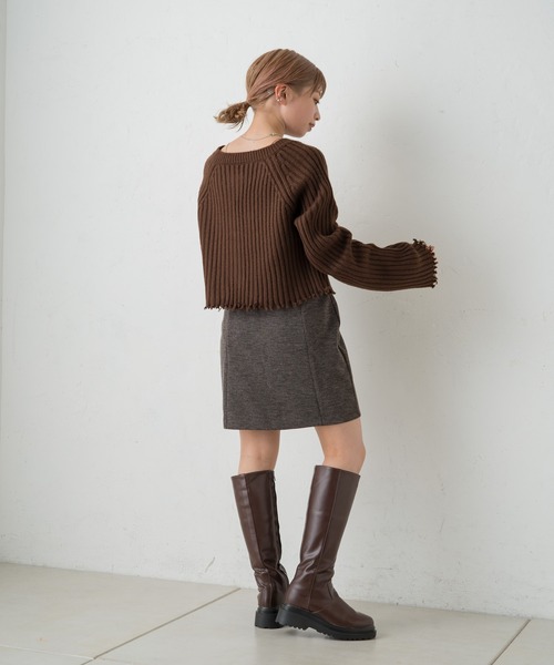 Kastane(カスタネ)の「ストレッチ台形ミニスカート(スカート・レディース・ブラック/グレー系/ダークブラウン・FREE)」の8枚目の写真