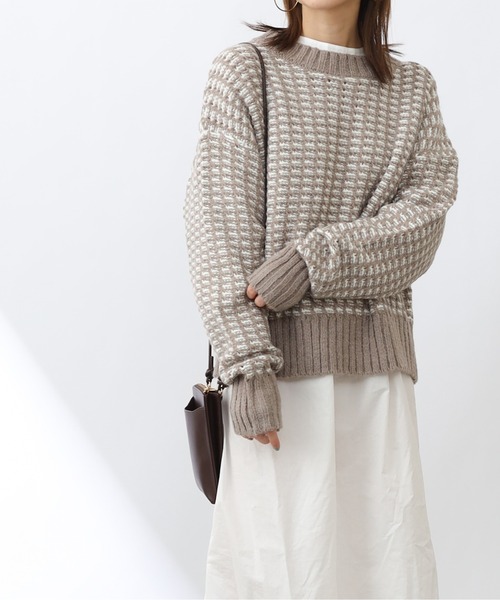 COLONY 2139(コロニートゥーワンスリーナイン)の「バイカラージャガードニットプルオーバー(ニット/セーター・レディース・ブラック/ベージュ/グリーン・MEDIUM/LARGE)」の3枚目の写真