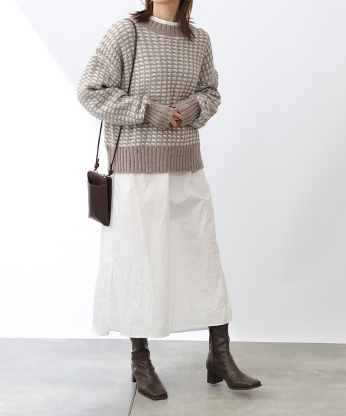 COLONY 2139(コロニートゥーワンスリーナイン)の「バイカラージャガードニットプルオーバー(ニット/セーター・レディース・ブラック/ベージュ/グリーン・MEDIUM/LARGE)」の15枚目の写真