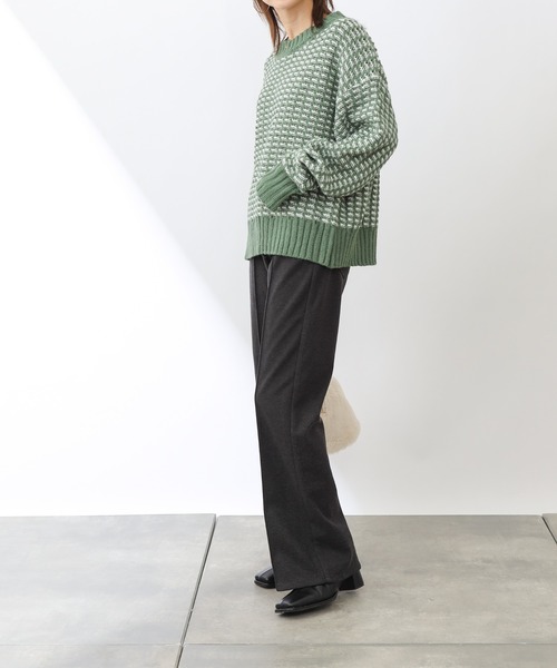 COLONY 2139(コロニートゥーワンスリーナイン)の「バイカラージャガードニットプルオーバー(ニット/セーター・レディース・ブラック/ベージュ/グリーン・MEDIUM/LARGE)」の11枚目の写真