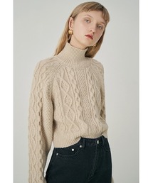 【Fano Studios】High neck cable short knit FD21S063