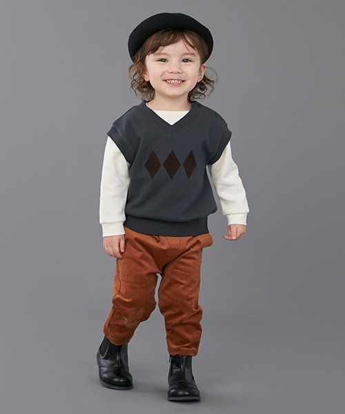 petit main(プティマイン)の「カフェパンツ(その他パンツ・キッズ・ブラック/ライトブルー/キャメル/ライトグレー・110cm/100cm/80cm/120cm/130cm/90cm)」の1枚目の写真