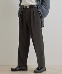 JUNRED | スムースストレッチタックワイドパンツ(スラックス)