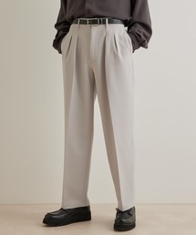 JUNRED | スムースストレッチタックワイドパンツ(スラックス)