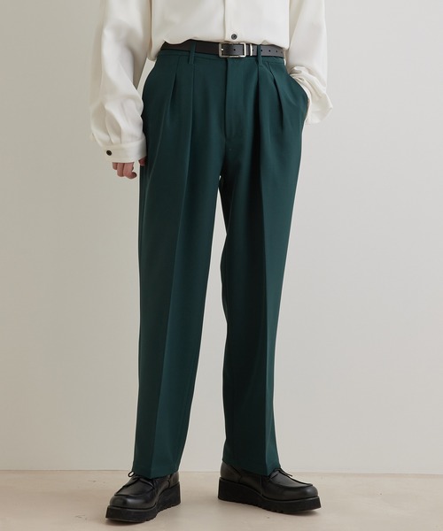 JUNRED(ジュンレッド)の「スムースストレッチタックワイドパンツ(スラックス・メンズ・ブラック系その他/グリーン/グレー系その他・S/L/M)」の3枚目の写真