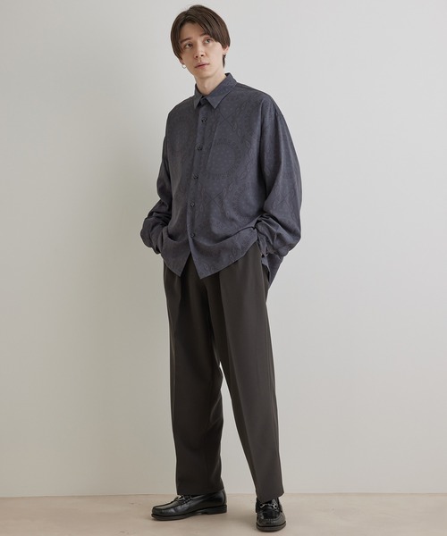 JUNRED(ジュンレッド)の「スムースストレッチタックワイドパンツ(スラックス・メンズ・ブラック系その他/グリーン/グレー系その他・S/L/M)」の12枚目の写真