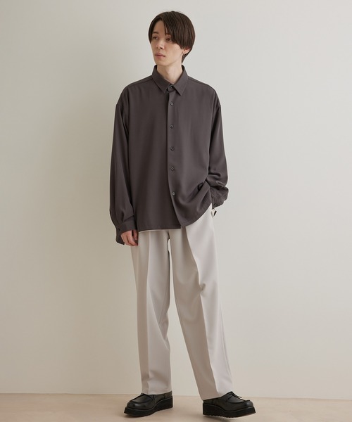 JUNRED(ジュンレッド)の「スムースストレッチタックワイドパンツ(スラックス・メンズ・ブラック系その他/グリーン/グレー系その他・S/L/M)」の10枚目の写真
