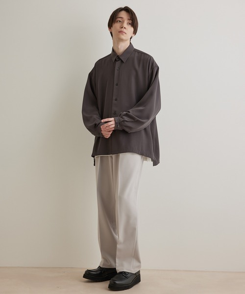 JUNRED(ジュンレッド)の「スムースストレッチタックワイドパンツ(スラックス・メンズ・ブラック系その他/グリーン/グレー系その他・S/L/M)」の11枚目の写真