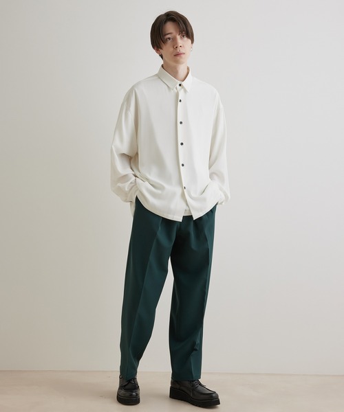 JUNRED(ジュンレッド)の「スムースストレッチタックワイドパンツ(スラックス・メンズ・ブラック系その他/グリーン/グレー系その他・S/L/M)」の14枚目の写真