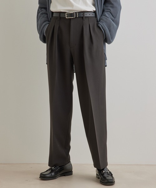 JUNRED(ジュンレッド)の「スムースストレッチタックワイドパンツ(スラックス・メンズ・ブラック系その他/グリーン/グレー系その他・S/L/M)」の6枚目の写真