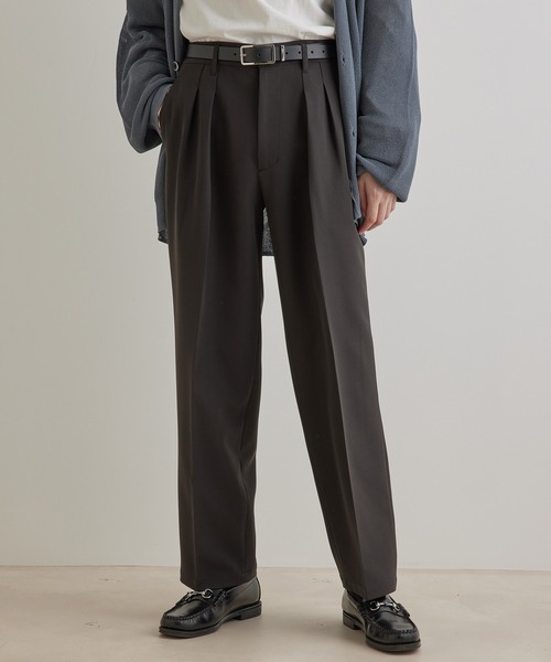 JUNRED(ジュンレッド)の「スムースストレッチタックワイドパンツ(スラックス・メンズ・ブラック系その他/グリーン/グレー系その他・S/L/M)」の7枚目の写真