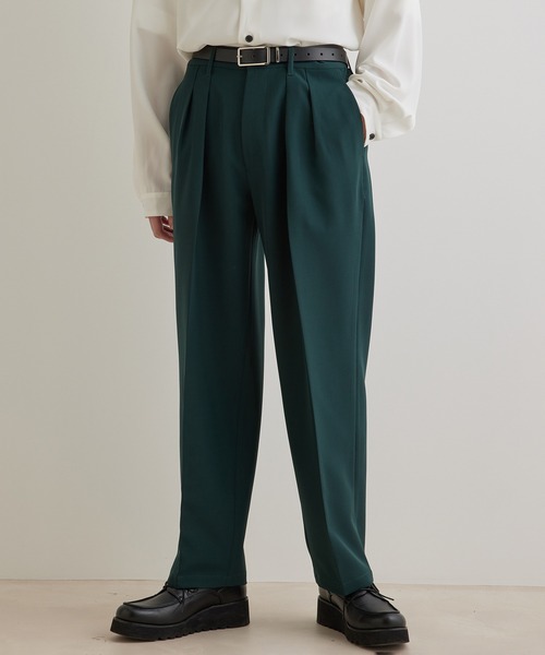 JUNRED(ジュンレッド)の「スムースストレッチタックワイドパンツ(スラックス・メンズ・ブラック系その他/グリーン/グレー系その他・S/L/M)」の8枚目の写真