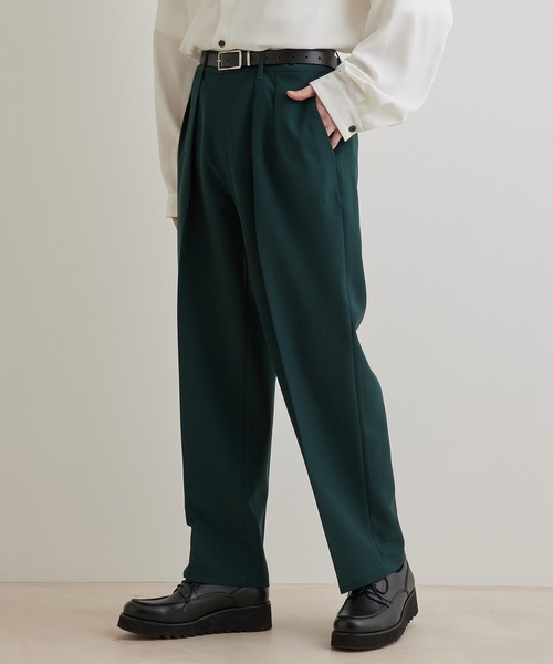 JUNRED(ジュンレッド)の「スムースストレッチタックワイドパンツ(スラックス・メンズ・ブラック系その他/グリーン/グレー系その他・S/L/M)」の9枚目の写真