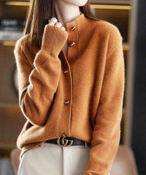 LOPASS(ロパス)の「ボタン付き ニットカーディガン(カーディガン/ボレロ・レディース・キャメル/ブラック/ベージュ/ネイビー/ホワイト/レンガ・FREE)」の5枚目の写真