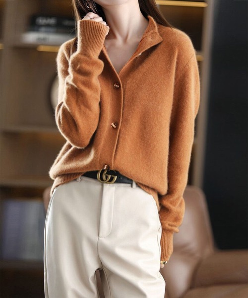 LOPASS(ロパス)の「ボタン付き ニットカーディガン(カーディガン/ボレロ・レディース・キャメル/ブラック/ベージュ/ネイビー/ホワイト/レンガ・FREE)」の10枚目の写真