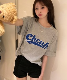 DEVICE | 韓国風ビッグシルエット カレッジロゴ 刺繍Tシャツ(Tシャツ/カットソー)