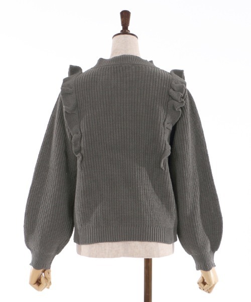 axes femme（アクシーズファム）の「肩フリルニット（ニット/セーター・レディース・チャコール/ピンク/キナリ・MEDIUM）」の11枚目の写真