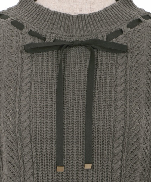 axes femme（アクシーズファム）の「肩フリルニット（ニット/セーター・レディース・チャコール/ピンク/キナリ・MEDIUM）」の7枚目の写真